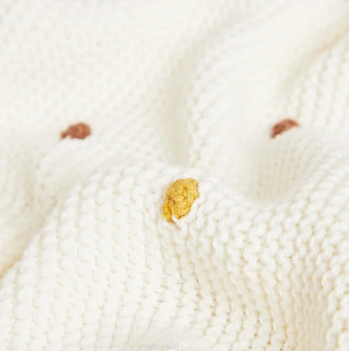 COBIJA TEJIDA BEIGE CON PUNTOS