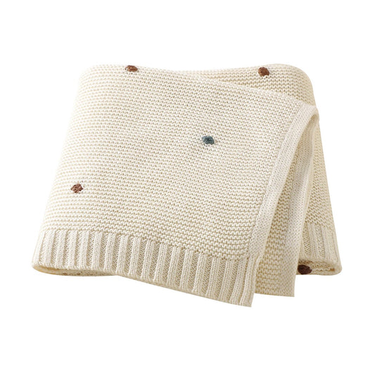 COBIJA TEJIDA BEIGE CON PUNTOS
