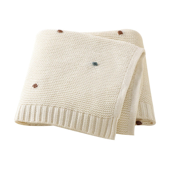 COBIJA INVIERNO BEIGE CON PUNTOS