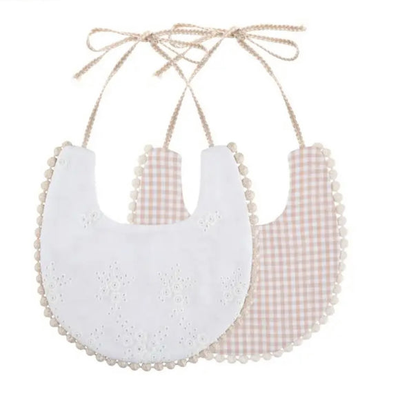 BABERO CUADROS BEIGE Y BLANCO