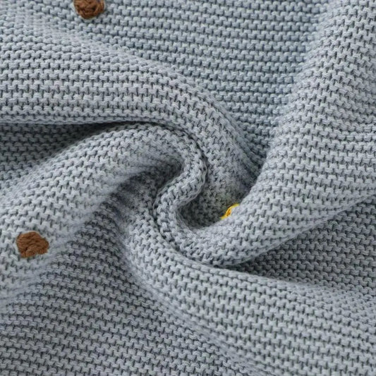 COBIJA TEJIDA AZUL CON PUNTOS